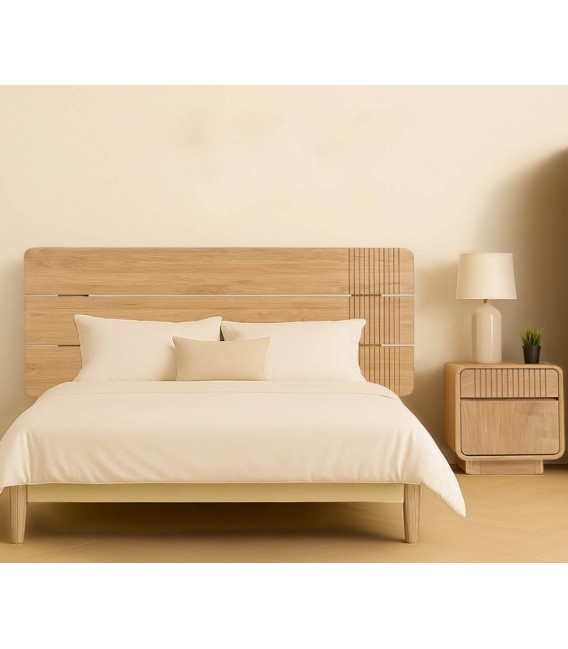 Cabecero matrimonio boho en madera maciza de teca natural