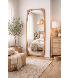Espejo vestidor boho en teca natural para dormitorio y vestidor Mdmhogar