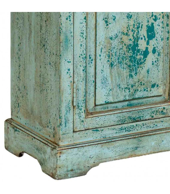 Vitrina boho turquesa en madera maciza con encanto artesanal7