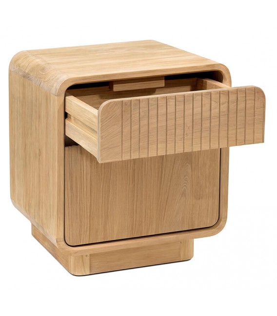 Mesita de noche boho en madera maciza de teca natural1