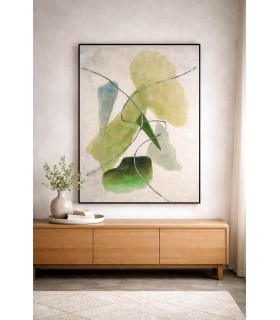 Cuadro abstracto grande en lienzo pintado a mano tonos verdes Mdmhogar