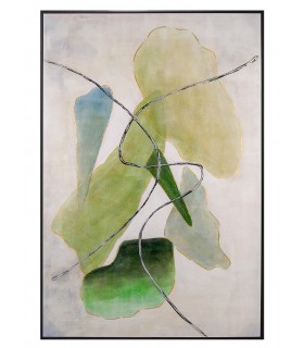 Cuadro abstracto grande en lienzo pintado a mano tonos verdes