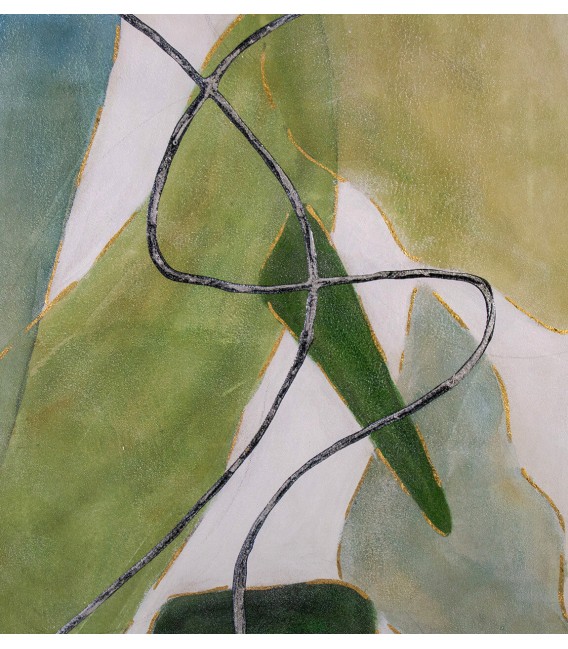 Cuadro abstracto grande en lienzo pintado a mano tonos verdes3