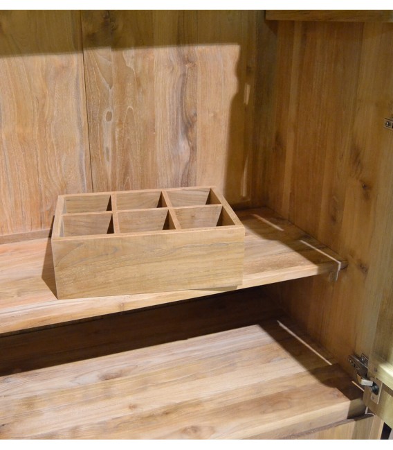 Armario ropero boho en madera maciza de teca natural5