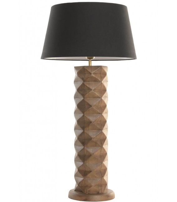 Lámpara de sobremesa colonial en madera tallada natural