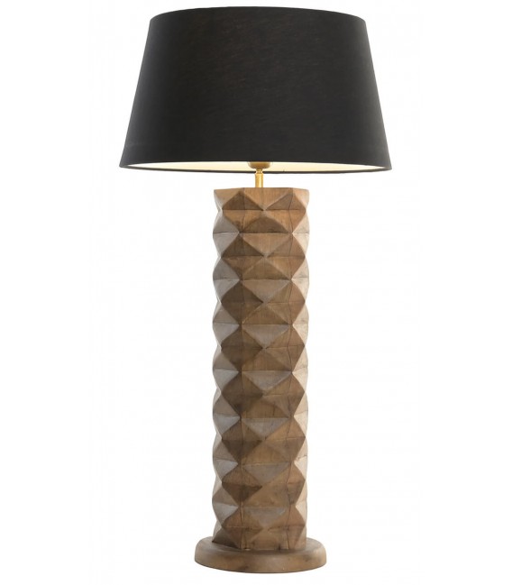 Lámpara de sobremesa colonial en madera tallada natural1