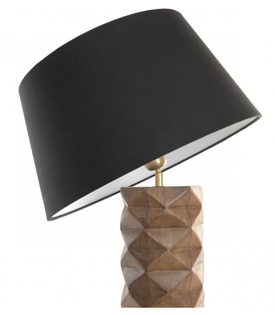 Lámpara de sobremesa colonial en madera tallada natural2