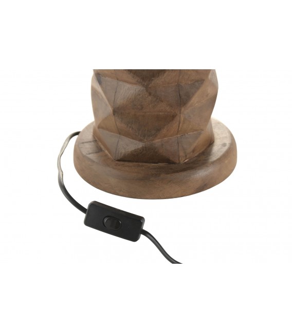 Lámpara de sobremesa colonial en madera tallada natural3