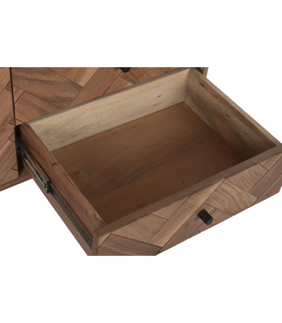 Vitrina industrial de madera maciza de acacia y metal negro alto3