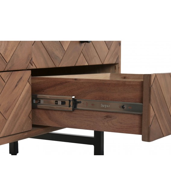 Vitrina industrial de madera maciza de acacia y metal negro alto4