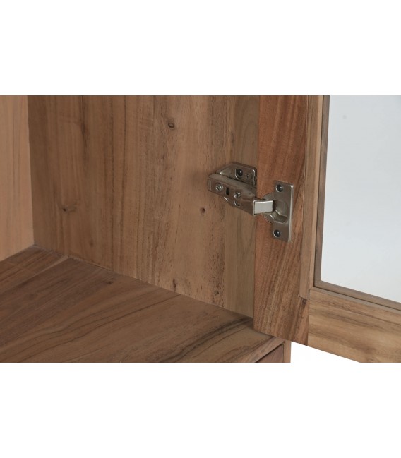 Vitrina industrial de madera maciza de acacia y metal negro alto7