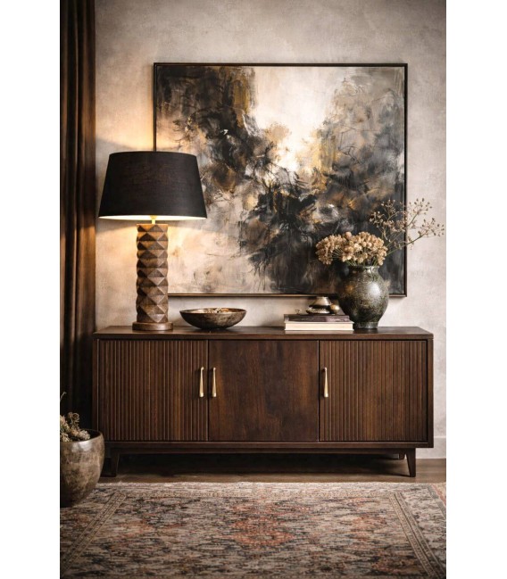 Lámpara de sobremesa colonial en madera tallada natural Mdmhogar