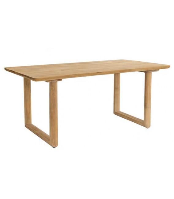 Mesa de comedor boho en madera maciza de teca natural