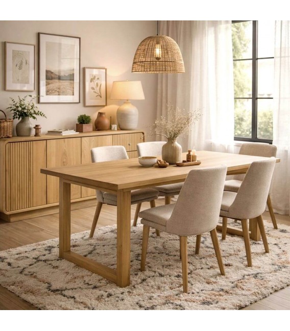 Mesa de comedor boho en madera maciza de teca natural Mdmhogar
