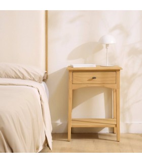 Mesita de noche contemporánea en madera maciza de sungkai