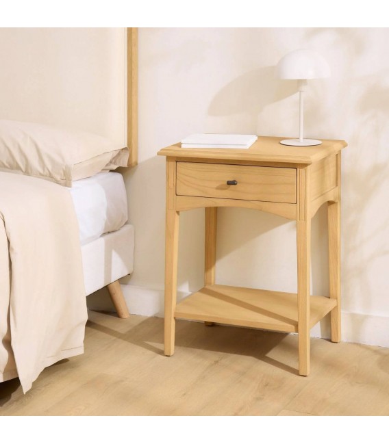 Mesita de noche contemporánea en madera maciza de sungkai Mdmhogar