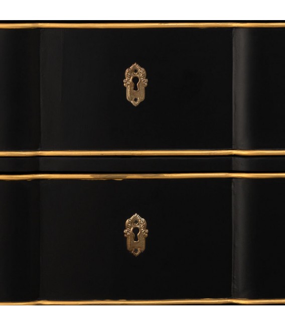 Cómoda neoclásica en madera negra y natural con detalles dorados5