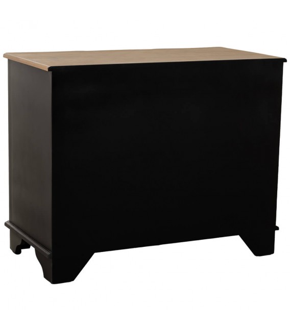 Cómoda neoclásica en madera negra y natural con detalles dorados3