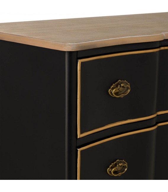 COMODA 100 X 50 X 80 NOVAL MADERA NATURAL NEGRO Y ORO
