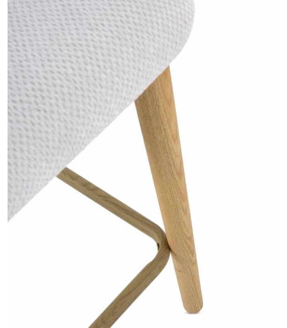 Set 2 taburetes nórdicos de madera natural con chenilla blanca5