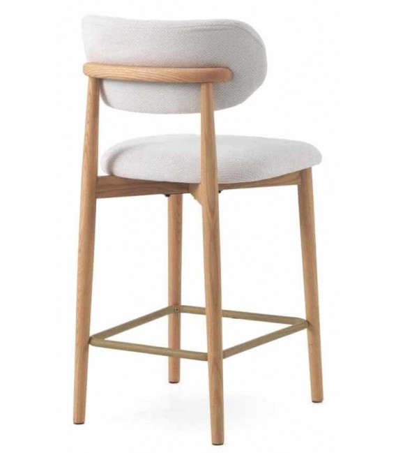 Set 2 taburetes nórdicos de madera natural con chenilla blanca4