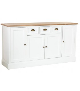 Aparador  lacado en blanco tapa natural estilo rustico contemporáneo