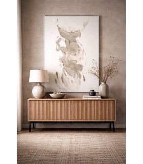 Cuadro abstracto grande pintado a mano en tonos grises y topo Mdmhogar