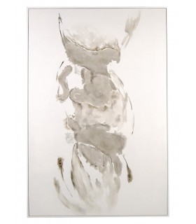 Cuadro abstracto grande pintado a mano en tonos grises y topo