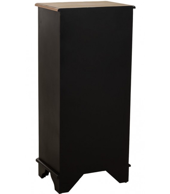 Sinfonier neoclásico negro y madera natural con seis cajones3