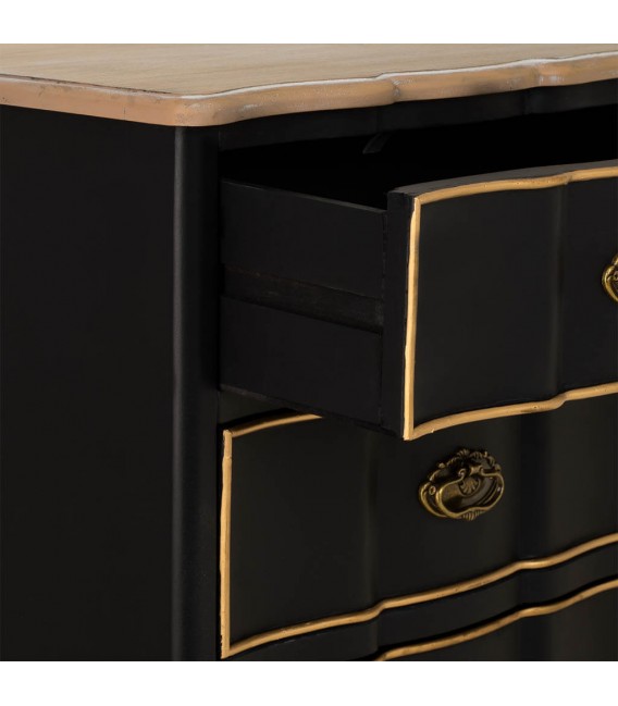 Sinfonier neoclásico negro y madera natural con seis cajones5