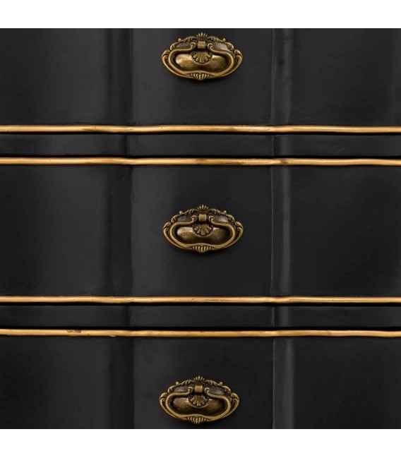 Sinfonier neoclásico negro y madera natural con seis cajones6