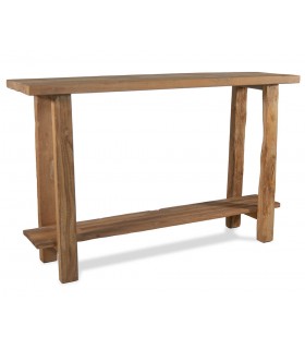 Consola de entrada boho en madera maciza de teca reciclada