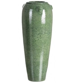 Jarrón clásico de cerámica verde envejecida esmaltada grande