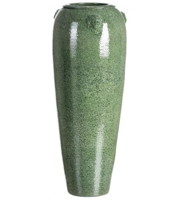 Jarrón clásico de cerámica verde envejecida esmaltada grande
