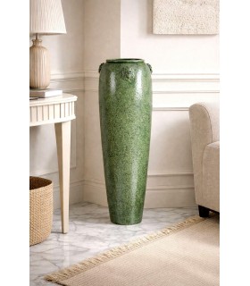 Jarrón clásico de cerámica verde envejecida esmaltada grande Mdmhogar