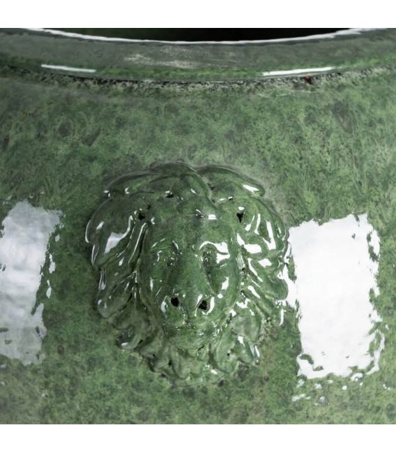 Jarrón clásico de cerámica verde envejecida esmaltada grande2