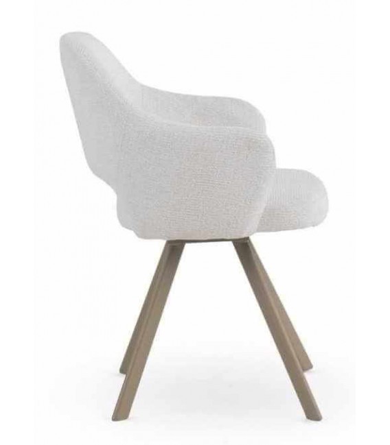 Set 4 sillones giratorios tapizados chenilla blanca diseño actual3