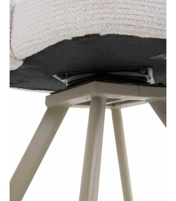 Set 4 sillones giratorios tapizados chenilla blanca diseño actual7