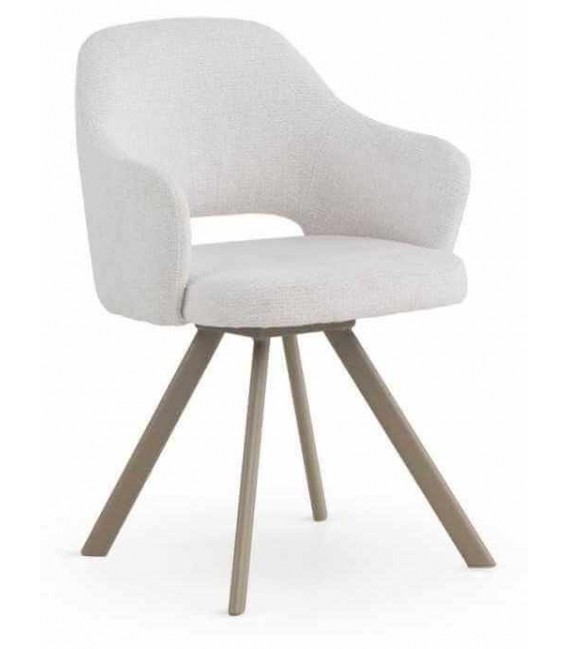 Sillón comedor giratorio tapizado chenilla blanca contemporáneo