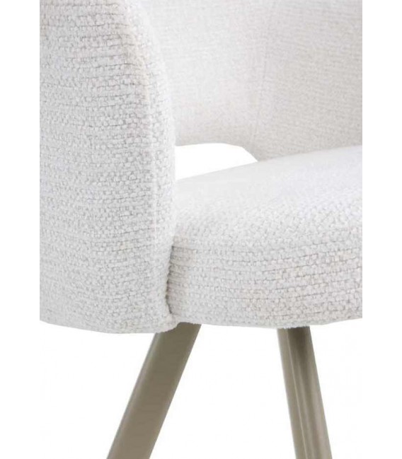 Sillón comedor giratorio tapizado chenilla blanca contemporáneo4