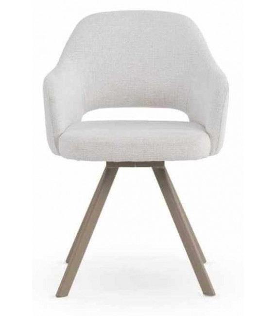 Sillón comedor giratorio tapizado chenilla blanca contemporáneo1