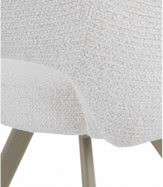Sillón comedor giratorio tapizado chenilla blanca contemporáneo5