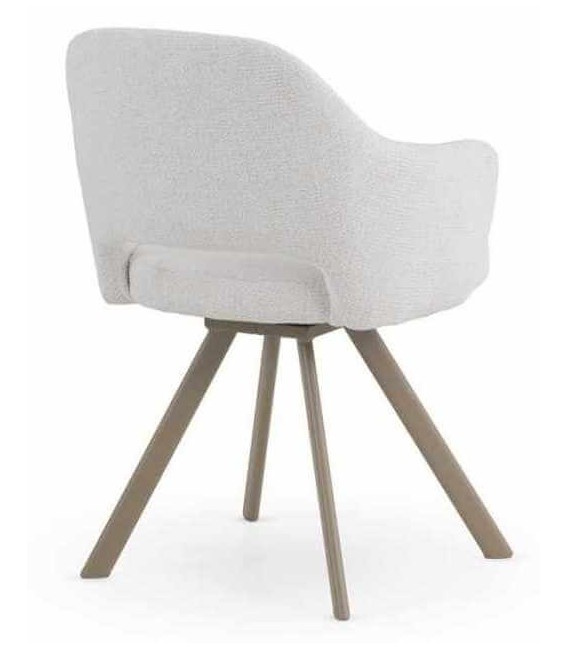 Sillón comedor giratorio tapizado chenilla blanca contemporáneo3