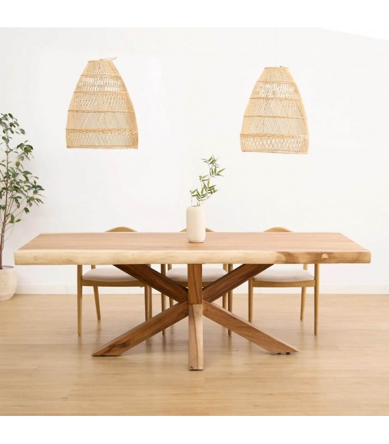 Mesa comedor rectangular boho de madera trembesi natural grande2