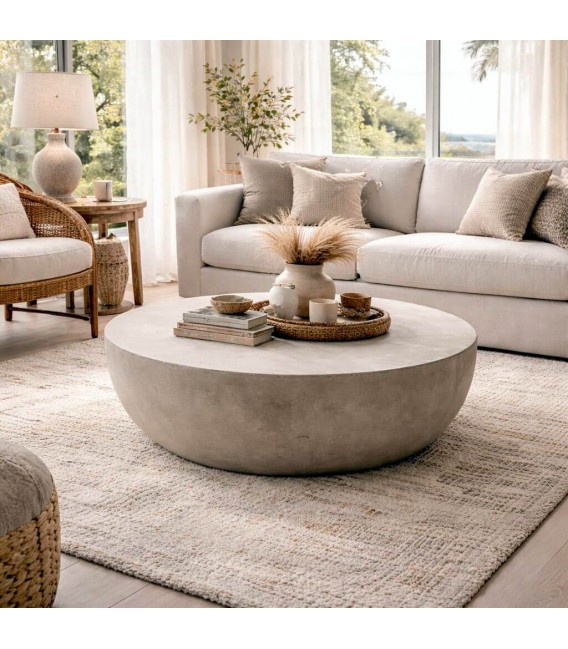 Mesa centro ovalada ibicenca poliresina yeso topo artesanal única Mdmhogar