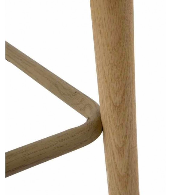 Set 2 taburetes para barra estilo nórdico madera roble chenilla beige 6