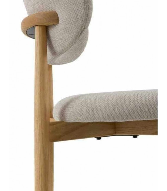 Set 2 taburetes para barra estilo nórdico madera roble chenilla beige 5