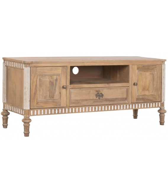 Mueble TV clásico provenzal en madera de mango natural patinada
