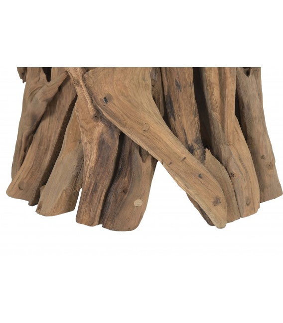 Lámpara de pie baja en raíz de teca y fibra vegetal4