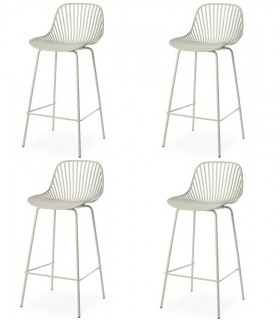 Set de 4 taburetes en metal y polipropileno verde menta robusto Mdmhogar